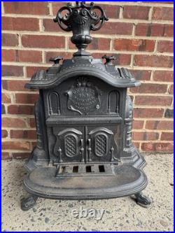 Antique Onward No. 2 Cast Iron Parlor Stove Victorian Gothic Wood Burning