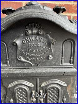 Antique Onward No. 2 Cast Iron Parlor Stove Victorian Gothic Wood Burning