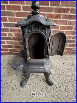 Antique Onward No. 2 Cast Iron Parlor Stove Victorian Gothic Wood Burning