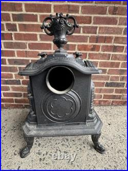 Antique Onward No. 2 Cast Iron Parlor Stove Victorian Gothic Wood Burning