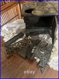 Antique Original 1900s Crescent Cast Iron Stove Oven