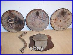 Antique Original Acorn Cast Iron Stove Parts Burner Covers Damper Handle Emblem