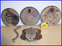 Antique Original Acorn Cast Iron Stove Parts Burner Covers Damper Handle Emblem