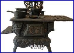 Antique Original Crescent Miniature Cast Iron Toy Wood Stove Made In USA
