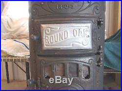 Antique Original Round Oak Wood Burning Burner Cast Iron Stove 18-0-3 Vintage