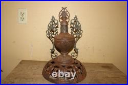 Antique Ornate 1800's Peoria ILL. Parlor Stove Cast Iron Top Cover Finial Topper
