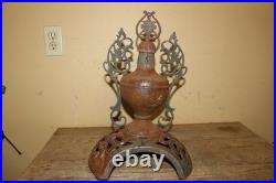 Antique Ornate 1800's Peoria ILL. Parlor Stove Cast Iron Top Cover Finial Topper