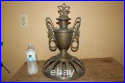 Antique Ornate 1800's Round Oak Parlor Stove Cast Iron Top Cover Finial Topper