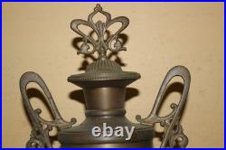Antique Ornate 1800's Round Oak Parlor Stove Cast Iron Top Cover Finial Topper