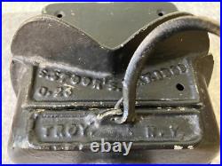 Antique PAT. 1869 S. Spoor's Wood Stove Store Cast Iron Kettle Troy New York USA