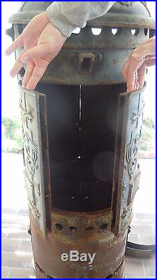 Antique PITTSBURG RARE Cast Iron Water heater shell, Stove, LION-HEADS 4 DOOR, #s