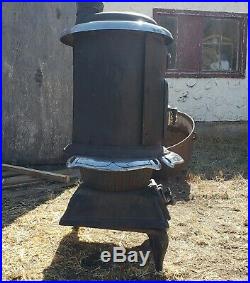 Antique Parlor Comfort Stove Cast Iron Coal/ Wood BPM Pot Belly Chrome Vintage