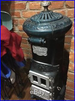 Antique Peerless Wh Landers &co Syracuse Ny Cast Iron Pot Belly Wood Coal Stove