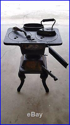Antique Pioneer Cast Iron Wood Burning Pot Belly Stove Complete ADDED SHIPPING