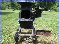 Antique Potbelly Railroad Stove Cast Iron J C Penney Wood Burning Coal Burner