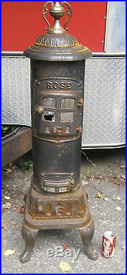 Antique Primitive Cast Iron # 9 Rose Art Fineal Coal Wood Heating Hearth Stove