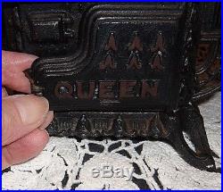 Antique Queen Cast Iron Wood Burning Stove Toy or Salesman Sample