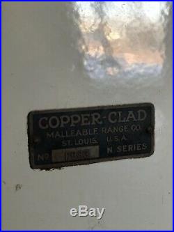 Antique Range Copper Clad Cast Iron Stove Malleable Range co St Louis White Grn