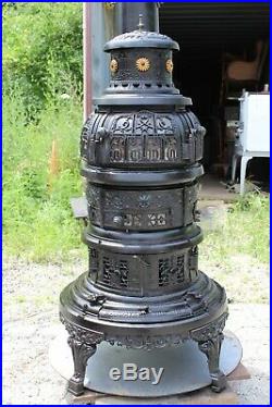 Antique Redway Burton Ornate Cast Iron Coal Burning Parlor Stove with 100% Mica