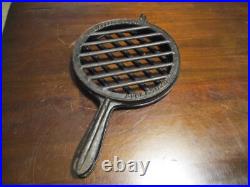 Antique Russells Patent April 9, 1867 Cast Iron Hinged steak grill broiler RARE
