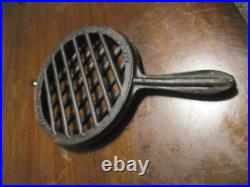 Antique Russells Patent April 9, 1867 Cast Iron Hinged steak grill broiler RARE