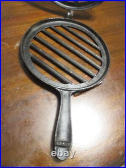 Antique Russells Patent April 9, 1867 Cast Iron Hinged steak grill broiler RARE