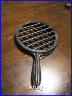 Antique Russells Patent April 9, 1867 Cast Iron Hinged steak grill broiler RARE