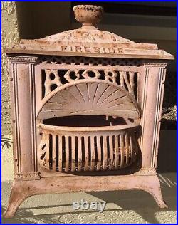 Antique SALESMAN SAMPLE ACORN FIRESIDE CAST IRON PARLOR STOVE