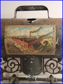 Antique SCHNEIDER TRENKAMP Co. Parlor Stove Heater Oil Resiour And Dispenser