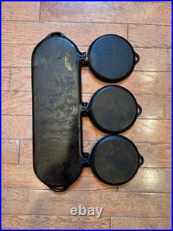 Antique SMFG Co. Chicago Cast Iron 3 Flop Griddle Jan. 25 1881 Patent Date