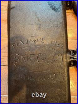 Antique SMFG Co. Chicago Cast Iron 3 Flop Griddle Jan. 25 1881 Patent Date