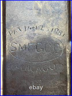 Antique SMFG Co. Chicago Cast Iron 3 Flop Griddle Jan. 25 1881 Patent Date