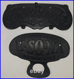 Antique Scarce U-S-O-N-A Cast Iron Stove Model 65 No 16 18-20 Clean Out Panels