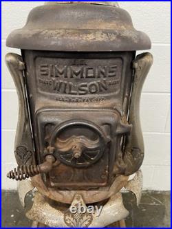 Antique Simmons Wilson Cast Iron Parlor Stove Ornate Victorian Heater 43in Tall Antique Simmons Wilson Cast Iron Parlor Stove Ornate Victorian Heater 43in Tall