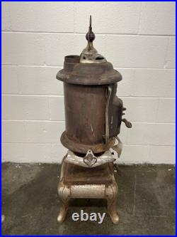 Antique Simmons Wilson Cast Iron Parlor Stove Ornate Victorian Heater 43in Tall