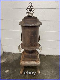 Antique Simmons Wilson Cast Iron Parlor Stove Ornate Victorian Heater 43in Tall