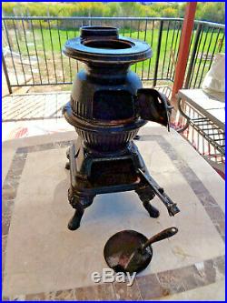 Antique Spark Salesman Sample Cast Iron Pot Belly Wood Cook Stove