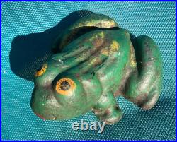 Antique Stove Foundry Bull Frog Cast Iron Advertising Doorstop Marked. Repair
