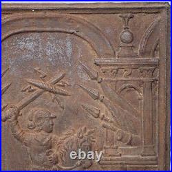 Antique Swedish Ormo Bruk Cast Iron St. George & Dragon Stove Plate 17th Century