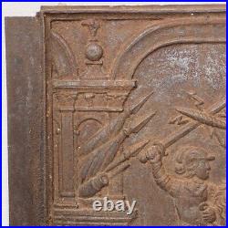 Antique Swedish Ormo Bruk Cast Iron St. George & Dragon Stove Plate 17th Century