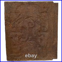 Antique Swedish Ormo Bruk Cast Iron St. George & Dragon Stove Plate 17th Century