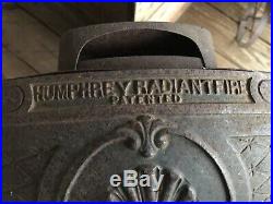 Antique The Humphrey Radiantfire Gas Fireplace Heater Porcelain Cast Iron Insert