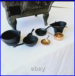 Antique Toy Stove/Sample Baby With Pots Ideal Manufacturing Co. Cast Iron Range