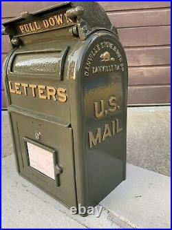 Antique US Postal Mailbox, Cast Iron, Danville PA Stove & MFC CO, 1927 WITH KEY