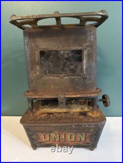 Antique Union Cast Iron SAD Heater Camp Stove Gardner Mass. USA MICA Window Antique Union Cast Iron SAD Heater Camp Stove Gardner Mass. USA MICA Window