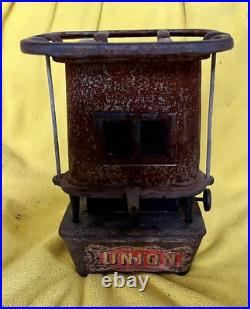Antique Union Cast Iron Sad Iron Heater Stove Double Mica Windows