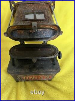 Antique Union Cast Iron Sad Iron Heater Stove Double Mica Windows