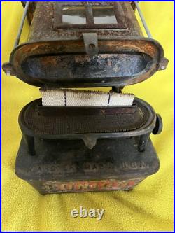 Antique Union Cast Iron Sad Iron Heater Stove Double Mica Windows
