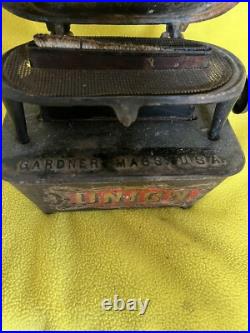 Antique Union Cast Iron Sad Iron Heater Stove Double Mica Windows