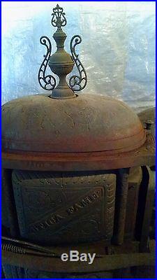 Antique Utica Fame Cast Iron Parlor Stove with Double Cook Top